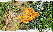 Political 3D Map of Cayambe, satellite outside