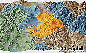 Political 3D Map of Cayambe, semi-desaturated