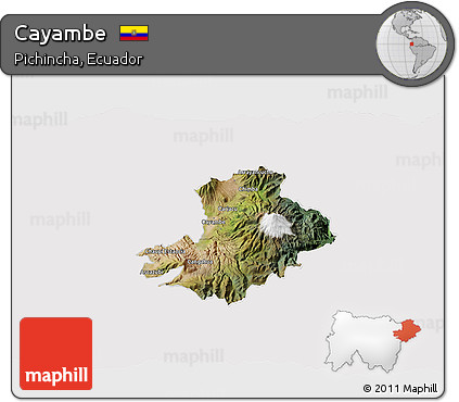 Satellite 3D Map of Cayambe, cropped outside