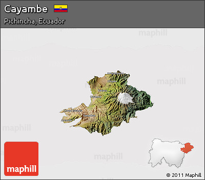 Satellite 3D Map of Cayambe, cropped outside