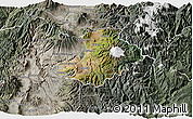 Satellite 3D Map of Cayambe, semi-desaturated