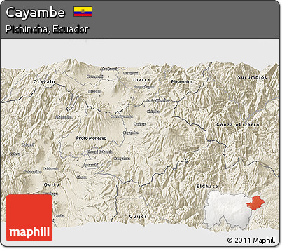Shaded Relief 3D Map of Cayambe