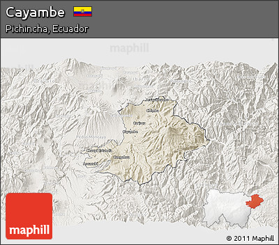 Shaded Relief 3D Map of Cayambe, lighten