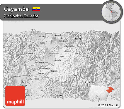 Silver Style 3D Map of Cayambe