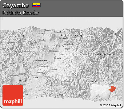 Silver Style 3D Map of Cayambe