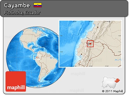 Shaded Relief Location Map of Cayambe