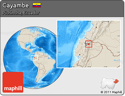 Shaded Relief Location Map of Cayambe