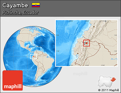 Shaded Relief Location Map of Cayambe