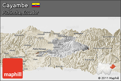 Physical Panoramic Map of Cayambe, shaded relief outside