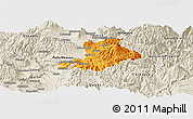 Political Panoramic Map of Cayambe, shaded relief outside