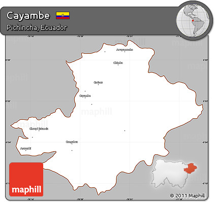 Gray Simple Map of Cayambe, cropped outside
