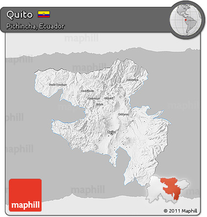 Gray 3D Map of Quito, single color outside