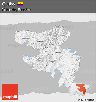 Gray 3D Map of Quito, single color outside