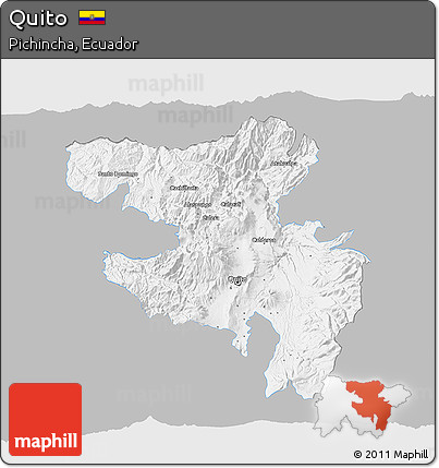 Gray 3D Map of Quito, single color outside
