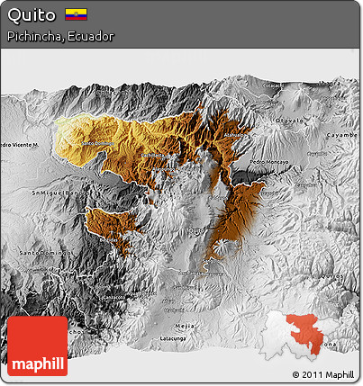 Physical 3D Map of Quito, desaturated