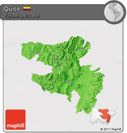Political 3D Map of Quito, cropped outside