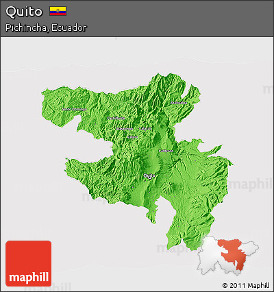 Political 3D Map of Quito, cropped outside
