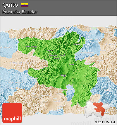 Political 3D Map of Quito, lighten