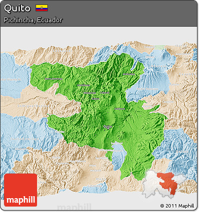 Political 3D Map of Quito, lighten
