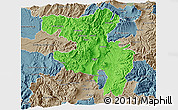 Political 3D Map of Quito, semi-desaturated