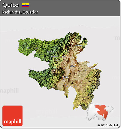 Satellite 3D Map of Quito, cropped outside