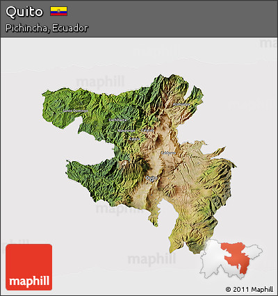 Satellite 3D Map of Quito, cropped outside