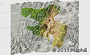 Satellite 3D Map of Quito, lighten, semi-desaturated