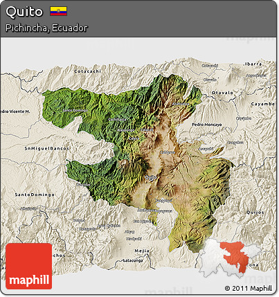 Satellite 3D Map of Quito, shaded relief outside