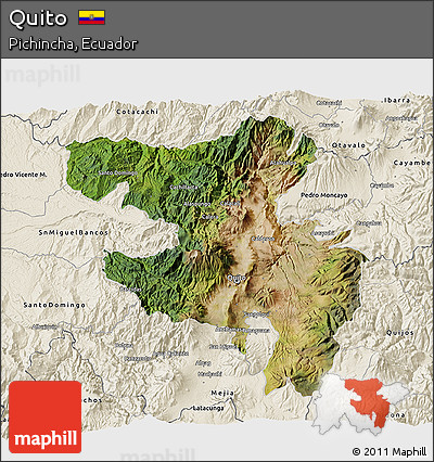 Satellite 3D Map of Quito, shaded relief outside