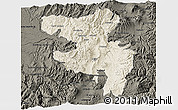 Shaded Relief 3D Map of Quito, darken