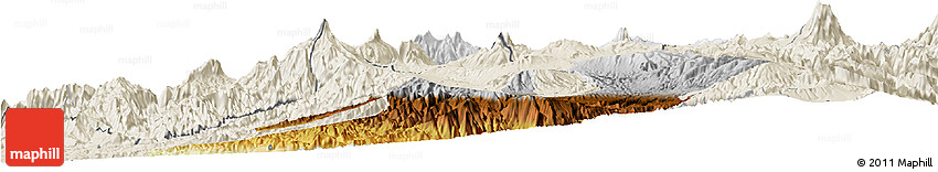 Physical Horizon Map of Quito, shaded relief outside
