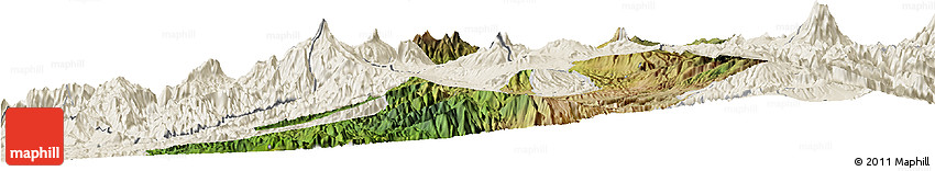 Satellite Horizon Map of Quito, shaded relief outside