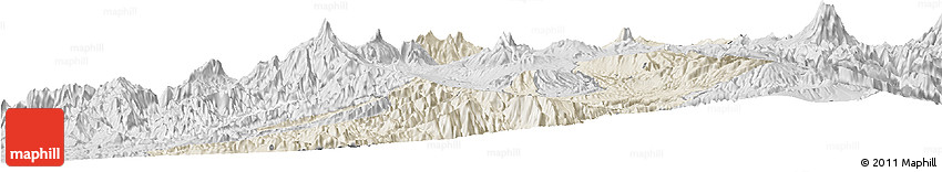 Shaded Relief Horizon Map of Quito, desaturated