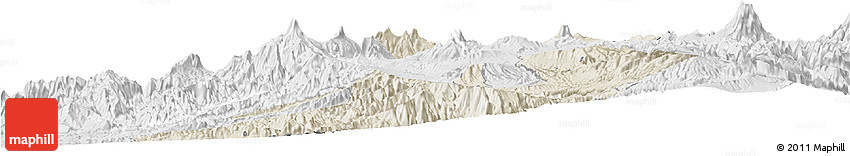 Shaded Relief Horizon Map of Quito, lighten, desaturated