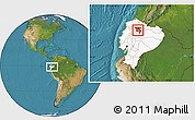 Satellite Location Map of Quito, highlighted country, within the entire country