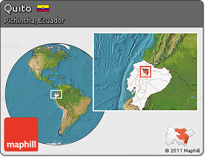 Satellite Location Map of Quito, highlighted country