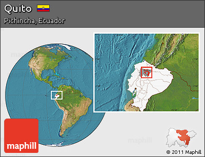 Satellite Location Map of Quito, highlighted country, highlighted parent region