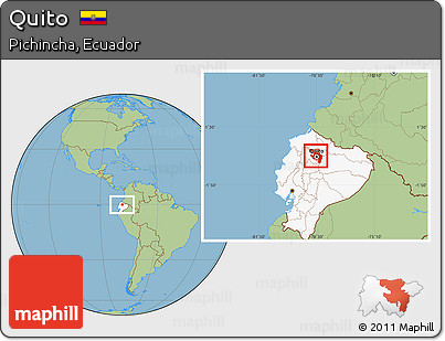Savanna Style Location Map of Quito, highlighted country