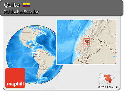 Shaded Relief Location Map of Quito