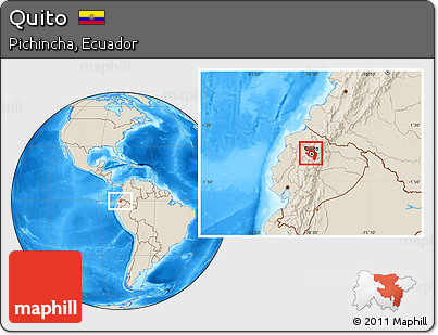 Shaded Relief Location Map of Quito