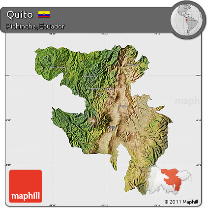 Satellite Map of Quito, single color outside