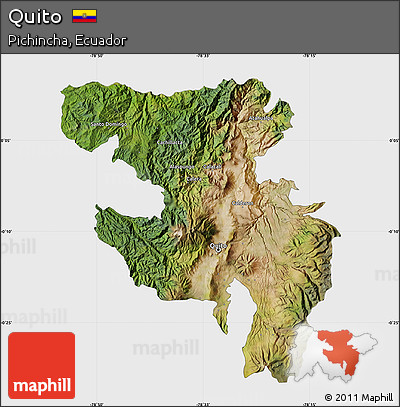Satellite Map of Quito, single color outside