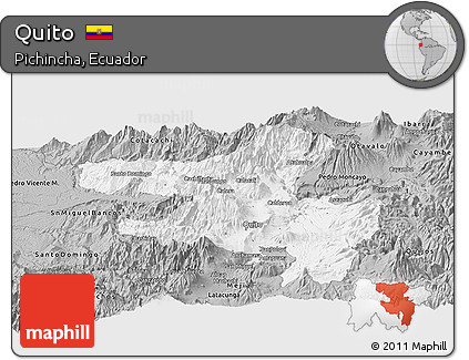 Gray Panoramic Map of Quito