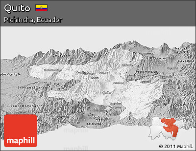 Gray Panoramic Map of Quito