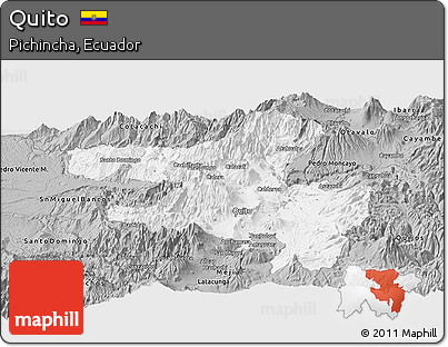 Gray Panoramic Map of Quito