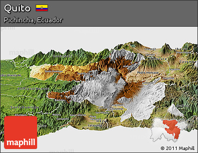 Physical Panoramic Map of Quito, satellite outside
