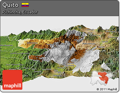 Physical Panoramic Map of Quito, satellite outside