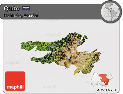 Satellite Panoramic Map of Quito, cropped outside
