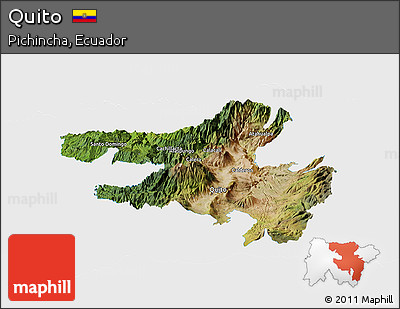 Satellite Panoramic Map of Quito, single color outside