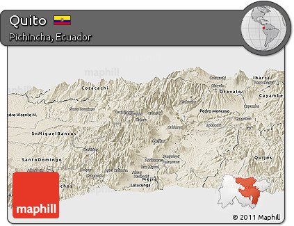 Shaded Relief Panoramic Map of Quito